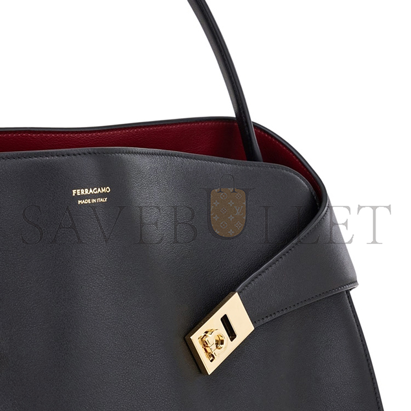 FERRAGAMO LARGE GANCINI LEATHER TOTE BAG 219725 (40*28*12cm)